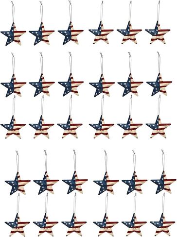 4th of July Metal Star Ornament for Tree American Flag Barn Hanging Ornament Patriotic Decorations for Memorial Day Veterans Labor Day Party Supplies in Saudi Arabia