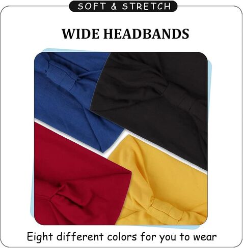 Kachanaa 8 Pack Wide Non -Slip Boho Women's Head - Head Class African Torther مثالية لليوغا ، والتمرينات ، والتشغيل - التصميم غير القابل للنساء للنساء in Kuwait