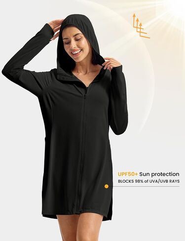 RDRUKO WOMAN'S SWIMSITS تغطية UPF 50+ حماية من أشعة الشمس سترة طويلة الوزن خفيفة الوزن SPF Hoodie التغطية الشاطئية للنساء in Kuwait