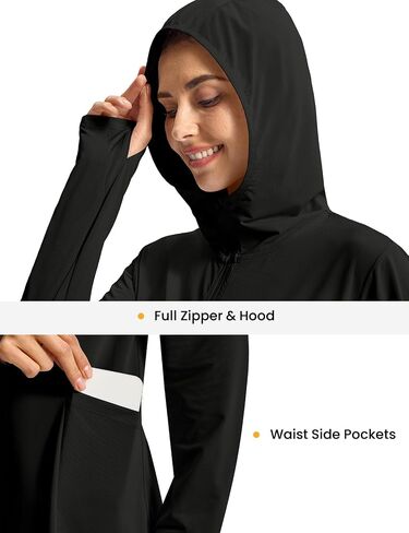 RDRUKO WOMAN'S SWIMSITS تغطية UPF 50+ حماية من أشعة الشمس سترة طويلة الوزن خفيفة الوزن SPF Hoodie التغطية الشاطئية للنساء in Kuwait