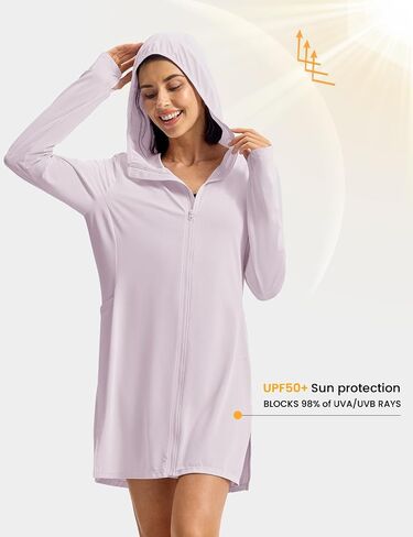 RDRUKO WOMAN'S SWIMSITS تغطية UPF 50+ حماية من أشعة الشمس سترة طويلة الوزن خفيفة الوزن SPF Hoodie التغطية الشاطئية للنساء in Kuwait