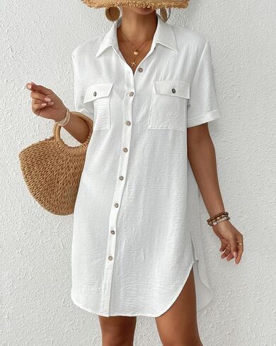 Bsubseach Women Swimsuit Coverup Button Down Bathing Suit Cover Up for Swimwear Summer Beach Shirt Dresses Resort Wear in Saudi Arabia