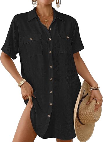 Bsubseach Women Swimsuit Coverup Button Down Bathing Suit Cover Up for Swimwear Summer Beach Shirt Dresses Resort Wear in Saudi Arabia
