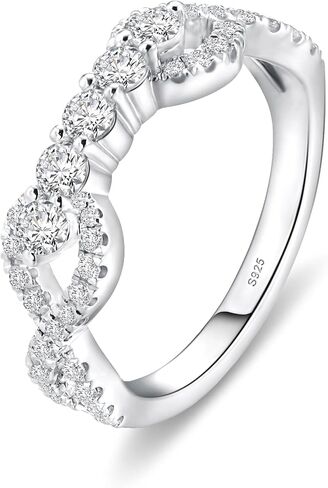 Moissanite Wedding Bands Engagement Ring for Women S925 Sterling Silver Plated With 18K White Gold D Color VVS1 Round Cut Half Eternity Ring in Saudi Arabia