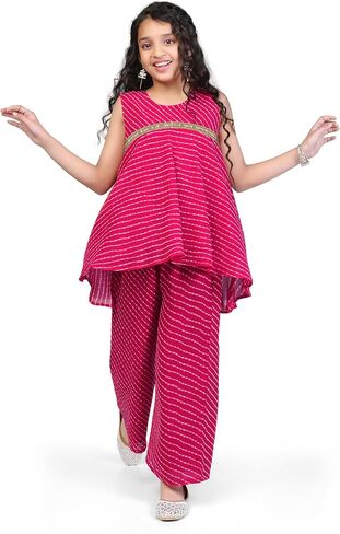 Girl's Georgette Printed Kurta Set|Sharara set for girls|Palazzo set for girls|Sharra set in Saudi Arabia