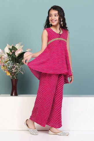 Girl's Georgette Printed Kurta Set|Sharara set for girls|Palazzo set for girls|Sharra set in Saudi Arabia