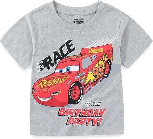Disney Cars Lightning McQueen Birthday Boys Short Sleeve T-Shirt for Toddler and Big Kids in Saudi Arabia