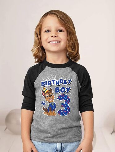Tstars Paw Patrol Construction Pup Rubble Digging Being 3 3rd Birthday 3/4 Sleeve Baseball Jersey Toddler Kids T-Shirt in Saudi Arabia
