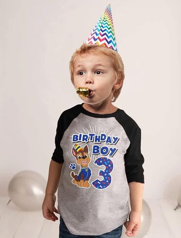 Tstars Paw Patrol Construction Pup Rubble Digging Being 3 3rd Birthday 3/4 Sleeve Baseball Jersey Toddler Kids T-Shirt in Saudi Arabia
