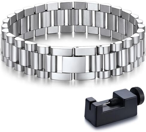 Bandmax الفولاذ المقاوم للصدأ الساقية حزام سلسلة الأساور سلسلة 10 مم/15mm مقاومة للماء أنيقة مكتنزة ووتش ووتش سلسلة معصم هدية للرجال ، مخصصة متاحة in Kuwait
