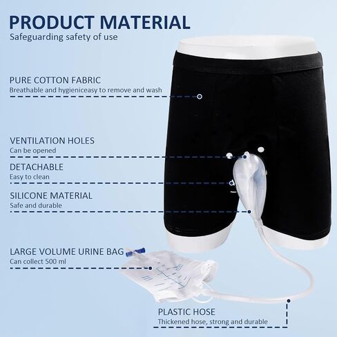 Wearable Urine Bag Male Urinal Bag Incontinence Pants for Men, Reusable Portable Male Collection Bags Urinal System with Collection Bag Portable Leak Proof Leg Pee for Elder (XL) in Kuwait