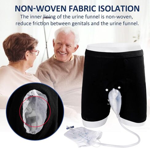 Wearable Urine Bag Male Urinal Bag Incontinence Pants for Men, Reusable Portable Male Collection Bags Urinal System with Collection Bag Portable Leak Proof Leg Pee for Elder (XL) in Kuwait