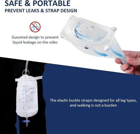 Wearable Urine Bag Male Urinal Bag Incontinence Pants for Men, Reusable Portable Male Collection Bags Urinal System with Collection Bag Portable Leak Proof Leg Pee for Elder (XL) in Kuwait