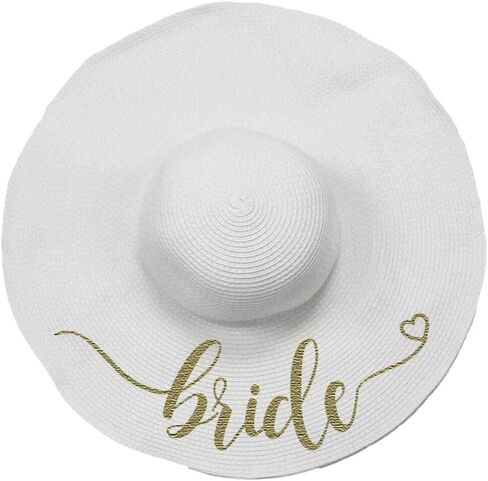 Bride Sun Hat/Bride Floppy Hat, Womens Embroidered Straw Sun Hat, Bachelorette Beach Gift in Saudi Arabia