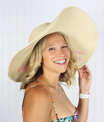 Bride Sun Hat/Bride Floppy Hat, Womens Embroidered Straw Sun Hat, Bachelorette Beach Gift in Saudi Arabia