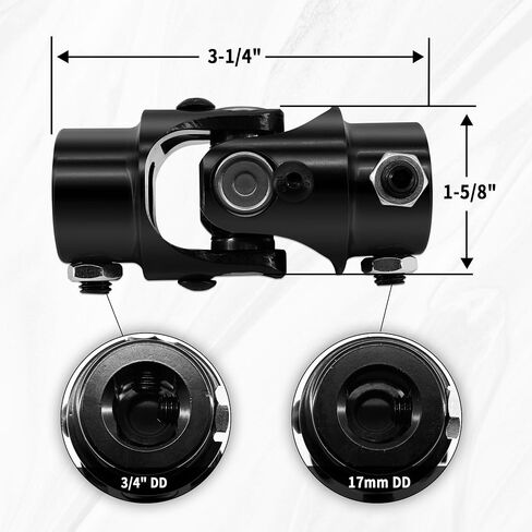 17mm DD x 3/4" DD Black Steering Universal Joint Single U Joint Shaft,Total Length: 83mm (3-1/4") in Saudi Arabia