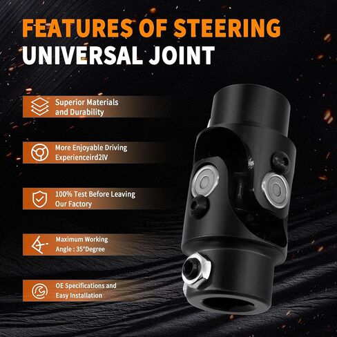 17mm DD x 3/4" DD Black Steering Universal Joint Single U Joint Shaft,Total Length: 83mm (3-1/4") in Saudi Arabia