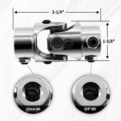 17mm DD x 3/4" DD Black Steering Universal Joint Single U Joint Shaft,Total Length: 83mm (3-1/4") in Saudi Arabia
