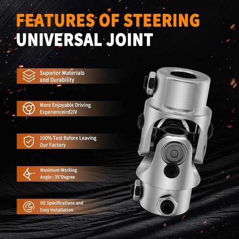 17mm DD x 3/4" DD Black Steering Universal Joint Single U Joint Shaft,Total Length: 83mm (3-1/4") in Saudi Arabia
