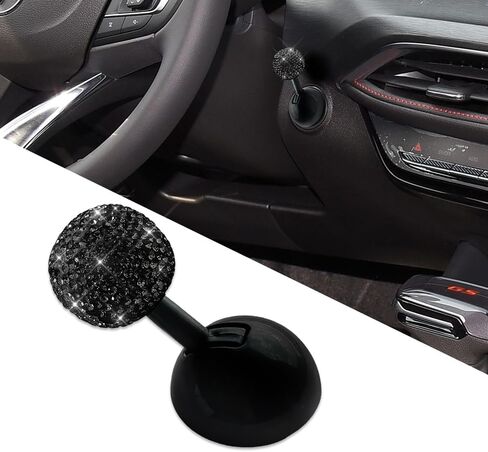 Car Push to Start Button Rocker, Engine Start Stop Button Cover, Decorative One-Button Start Rhinestone Ball-bar Rocker Joystick, Car Accessories Start Button Lever for Most Vehicles (Black) in Saudi Arabia