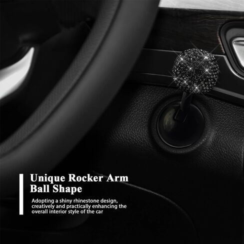 Car Push to Start Button Rocker, Engine Start Stop Button Cover, Decorative One-Button Start Rhinestone Ball-bar Rocker Joystick, Car Accessories Start Button Lever for Most Vehicles (Black) in Saudi Arabia