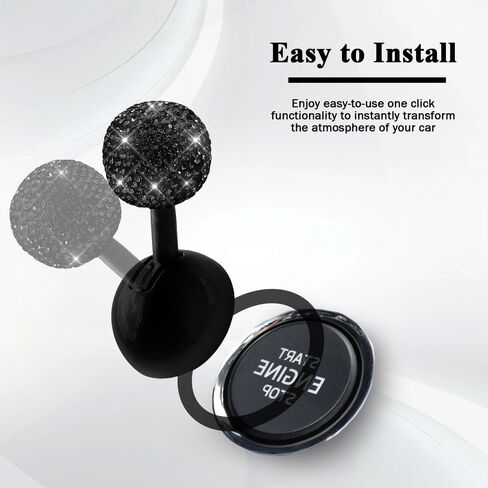 Car Push to Start Button Rocker, Engine Start Stop Button Cover, Decorative One-Button Start Rhinestone Ball-bar Rocker Joystick, Car Accessories Start Button Lever for Most Vehicles (Black) in Saudi Arabia