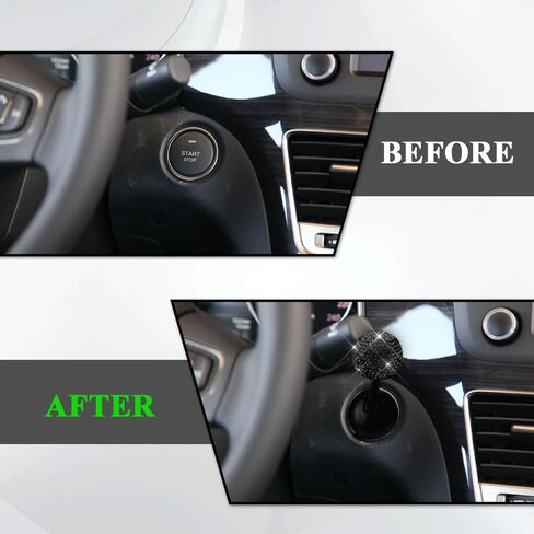 Car Push to Start Button Rocker, Engine Start Stop Button Cover, Decorative One-Button Start Rhinestone Ball-bar Rocker Joystick, Car Accessories Start Button Lever for Most Vehicles (Black) in Saudi Arabia