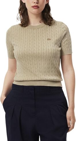 Lacoste Women's Washed Effect Cable Knit Sweater in Saudi Arabia