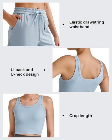 G4Free Ribbed Workout Sets for Women 2 Piece Crop Tank Tops Drawstring Waist Casual Summer Athletic Shorts Lounge Activewear in Saudi Arabia