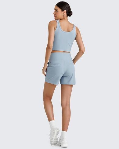 G4Free Ribbed Workout Sets for Women 2 Piece Crop Tank Tops Drawstring Waist Casual Summer Athletic Shorts Lounge Activewear in Saudi Arabia