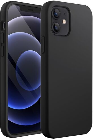 JETech Silicone Case for iPhone 12 Mini 5.4-Inch, Silky-Soft Touch Full-Body Protective Phone Case, Shockproof Cover with Microfiber Lining (Black) in Kuwait