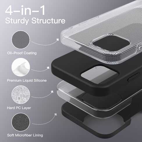 JETech Silicone Case for iPhone 12 Mini 5.4-Inch, Silky-Soft Touch Full-Body Protective Phone Case, Shockproof Cover with Microfiber Lining (Black) in Kuwait