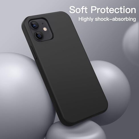 JETech Silicone Case for iPhone 12 Mini 5.4-Inch, Silky-Soft Touch Full-Body Protective Phone Case, Shockproof Cover with Microfiber Lining (Black) in Kuwait