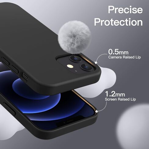 JETech Silicone Case for iPhone 12 Mini 5.4-Inch, Silky-Soft Touch Full-Body Protective Phone Case, Shockproof Cover with Microfiber Lining (Black) in Kuwait
