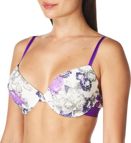 Undies.com womens Stretch Demi Cotton Perfect Lift Push Up Bra With Convertible Back, Merlot With Noir, 36B US in Kuwait