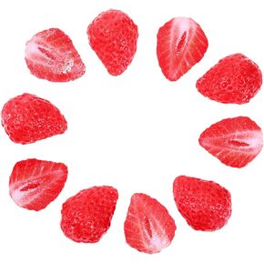10 Pcs Artificial Half Strawberry Blocks Plastic Strawberries Lifelike Strawberry Fake Half Strawberries Fruit for Home Tables Party Ornament Photo Props