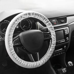Disposable Steering Wheel Covers,Car Accessories Transparent Steering Wheel Cover,Plastic Car Steering Wheel Cover,Steering Wheel Protector with Elastic Trims for Car (Translucent-50pcs) in Kuwait