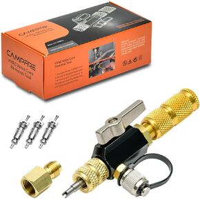 أداة إزالة CAMPFIRE HVAC Valve Core ، MGAVCT 1/4 "Megaflow Vacuum المصنفة إلى 20 ميكرون ، تشمل محول تحويل 5/16" ، متوافق مع جميع المبردات