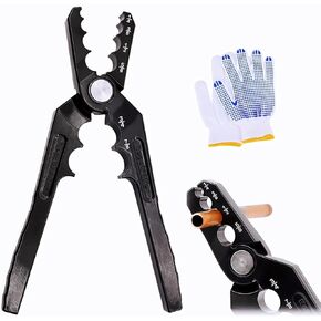Copper Tube Rounder, Flat Tube Repairer Pliers, Manual Copper Tubing Repair Tool with 6 Hole - for 1/4", 3/8", 1/2", 5/8", 3/4" 7/8" Aluminum Pipe