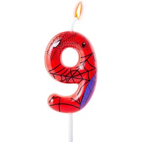 Gezan Spider Themed Birthday Candles Number Candles Happy Birthday Cake Toppers Advent Candle Web Candles for Boy Girl Spider Party Decoration Supplies Birthday Halloween Party (Number 5)