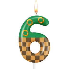 غرين هيل Zone و Golden Rings Birthday Candle Hedgehog كعكة عيد ميلاد Topper لتوصيلات ديكور مواضيع الرسوم المتحركة (6)