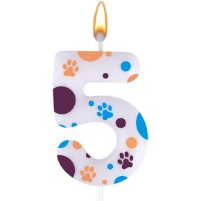 Blue Dog Paw Number 2 Birthday Candle White Number 2 Candle Dog Patrol Cake Topper Candles Blue Paw Print Theme Cake Candles for Boys Girls Baby Shower Birthday Party Decorations in Kuwait