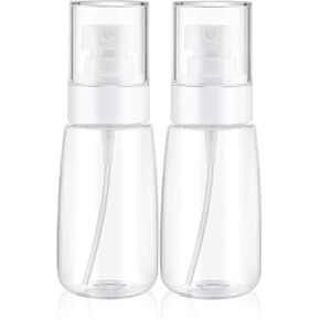 Spray Water Bottle Hair Mister, Fine Mist Stylist Sprayers 360 Empty Small Misting Spritzer, Perfume Atomizer with Pump Clear Containers 2PCS/2oz
