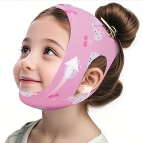 2025 Upgraded Anti-Snoring Chin Strap for Kids - Professional Anti-Snoring Solution, Pink Cartoon, Highly Elastic, Breathable and Adjustable, Fits Kids 3'9"-5'3" Tall and Weighing 33-132 lbs
