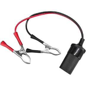 12V Cigarette Lighter Extension Cord, Cigarette Splitter Plug Extension Socket, Battery Alligator Clip to Female Adapter, Clip-on Battery Terminal Plug Outlet