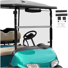 ECOTRIC Clear Windshield Compatible with 2008-Present/Current for EZGO RXV Model Impact Resistant Windshield for EZGO RXV Golf Cart(2008&UP) Folding Style