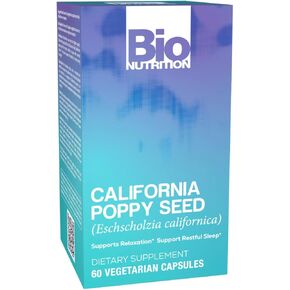Bio Nutrition California Poppy Herbal Supplement 60 Vegetarian Capsules | Natural Relaxation & Stress Relief | Supports Calm Sleep & Mood