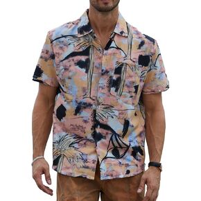 Mens Hawaiian Shirts Short Sleeve Button Down Tropical Shirts Casual Beach Shirt Men