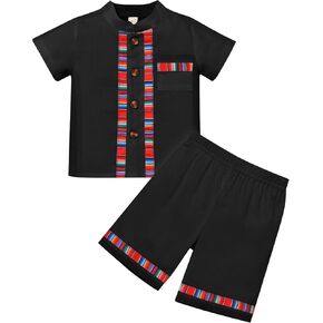 IDOPIP Baby Boys Mexican Outfits Toddler Short Sleeve Embroidered Guayabera Shirts Tops and Shorts Summer Casual Clothes Sets