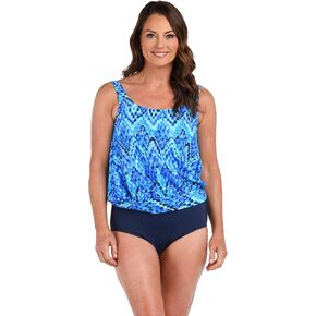 Maxine of Hollywood Women's Tie Scoop Neck Backed Tankini Swimsuit Top